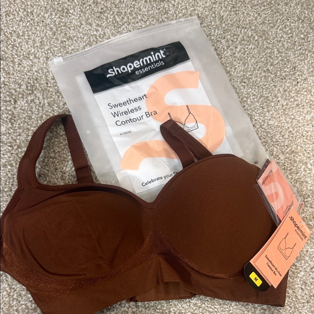 NWT Shapermint  Essentials Sweetheart Wireless Contour Bra - Brown medium